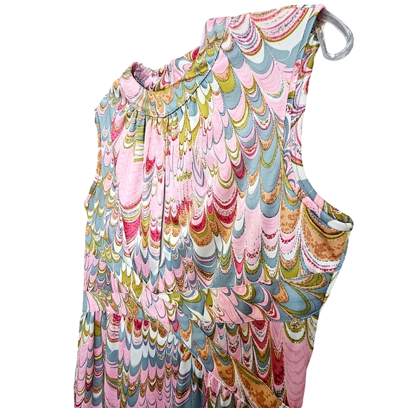 60's/70's Leslie Faye Original Phsysodelic Pinks Marble Sleeveless Maxi… - Picture 9 of 17